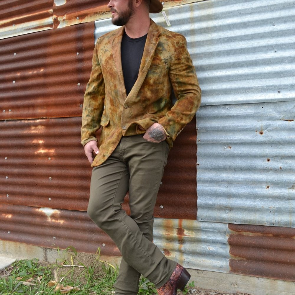 Ralph Lauren blazer suit 42 46 44 tie dye silk wool brown green tan painted camo - Picture 2 of 8
